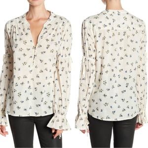 PAIGE Yardley Split Neck Blouse Size L Floral